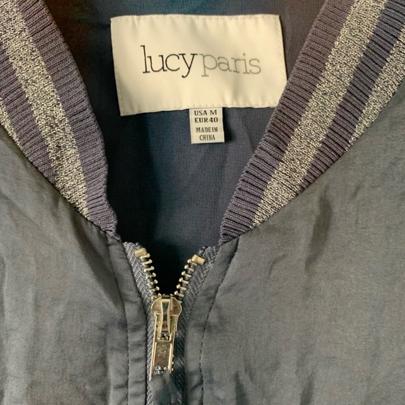 Lucy Paris Satin Bomber Jacket Clara Glitter Striped Medium - Picture 10 of 16